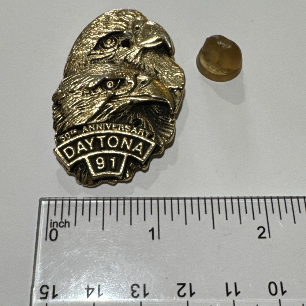 50th Anniversary Daytona 1991 Motorcycle Pin Eagles Missing 1 Pin And Back Vtg - Picture 2 of 10